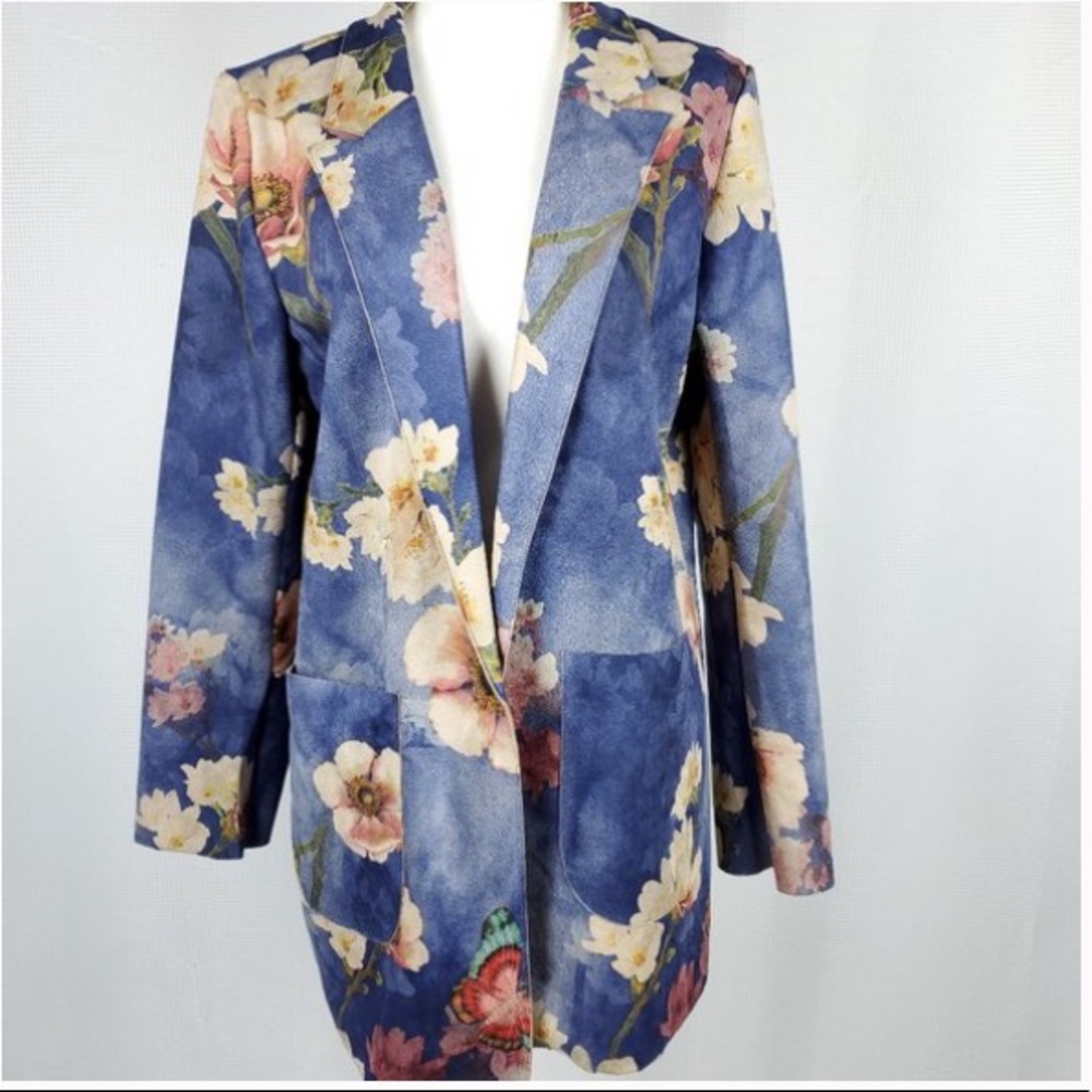 NWT Anthro/Solitaire Faux Suede Floral Jacket Sz m